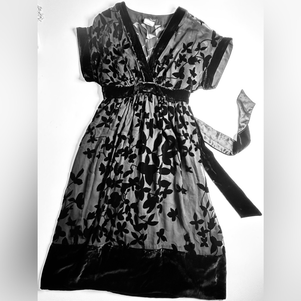 BCBGMaxAzria Black Velvet Dress, Silk Mix, Bewitching, Y2K, 2 US